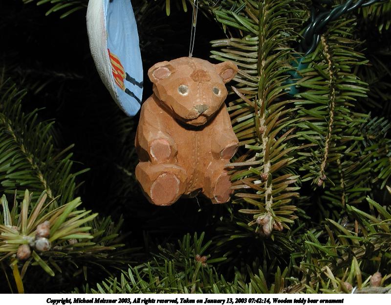 Wooden teddy bear ornament