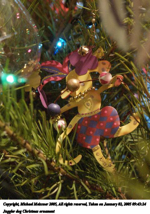 Juggler dog Christmas ornament