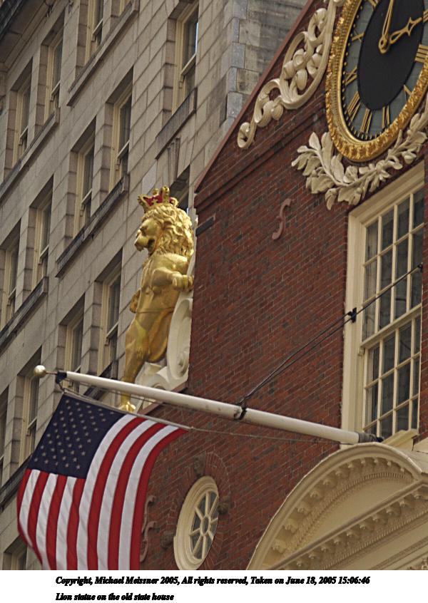 Lion statue on the old state house