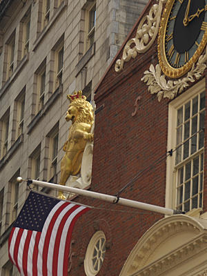 Lion statue on the old state house