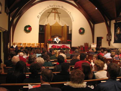South Acton Congregational Church on Christmas Eve