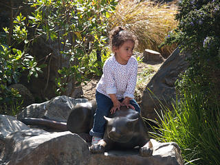 Playing on the zoo sculpture