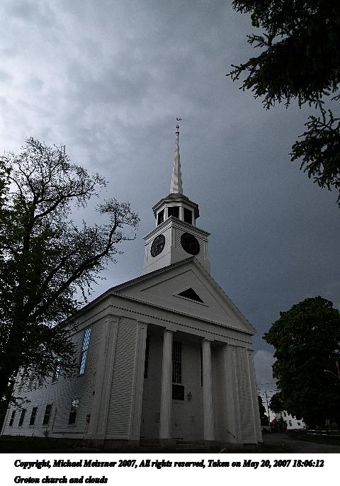 Groton church and clouds
