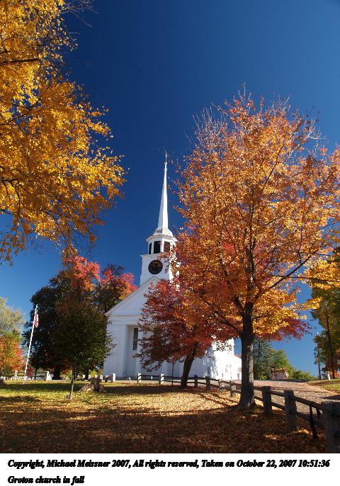 Groton church in fall