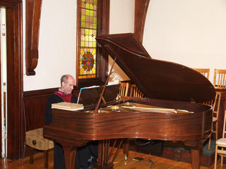 Ed at the new piano