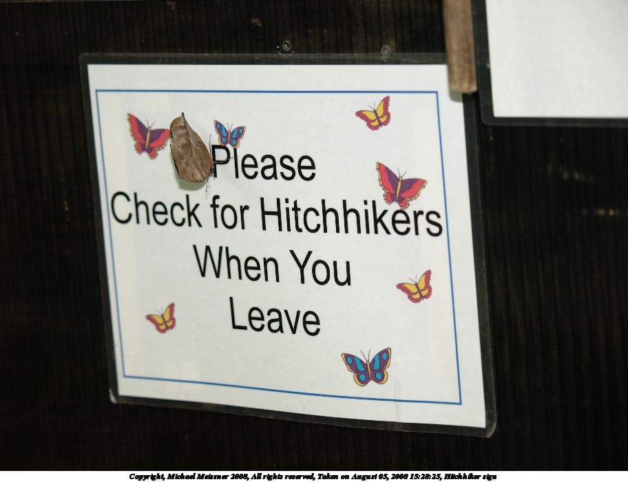 Hitchhiker sign