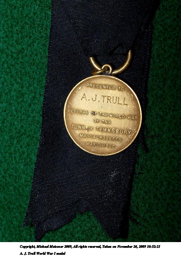 A. J. Trull World War I medal #3