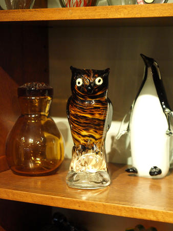 Owl and penguin glass
