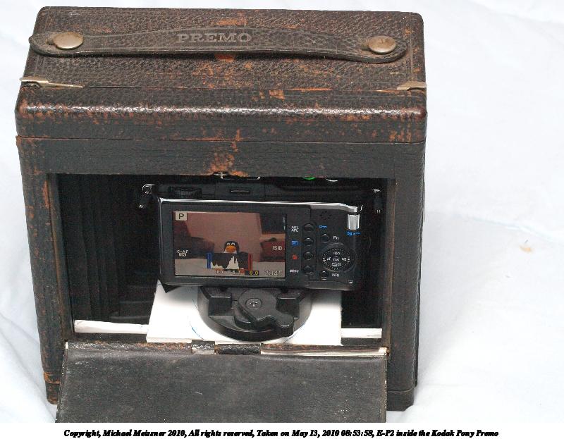 E-P2 inside the Kodak Pony Premo