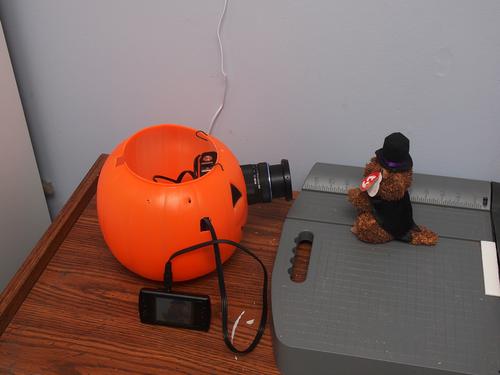 Pumpkin camera with Yongnuo viewer and shutter release