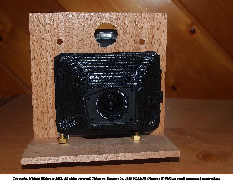 Olympus E-PM2 on small steampunk camera base #2