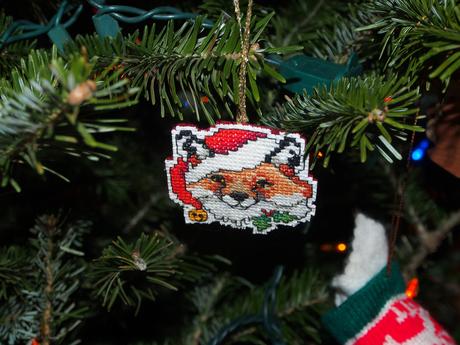 Counted cross stick fox ornament that Liz did
