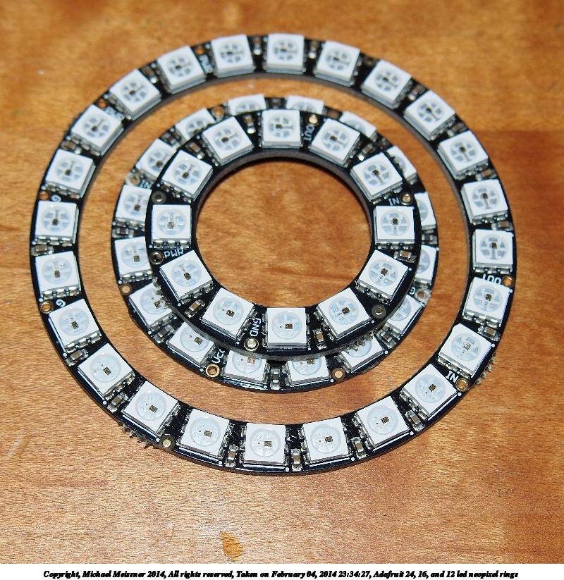 Adafruit 24, 16, and 12 led neopixel rings