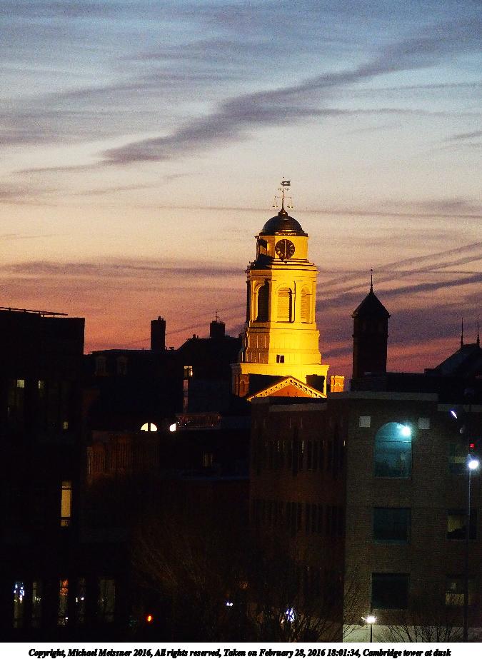 Cambridge tower at dusk