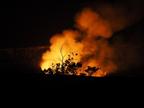 Volcano at night