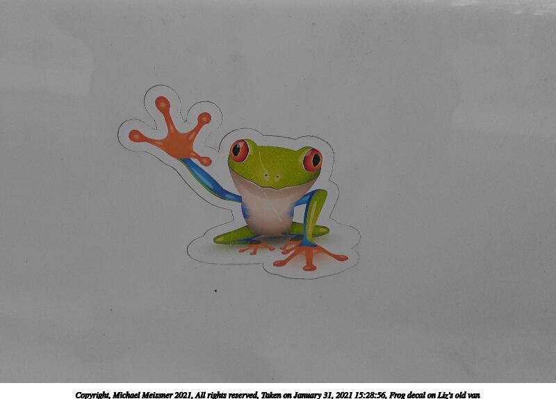 Frog decal on Liz's old van