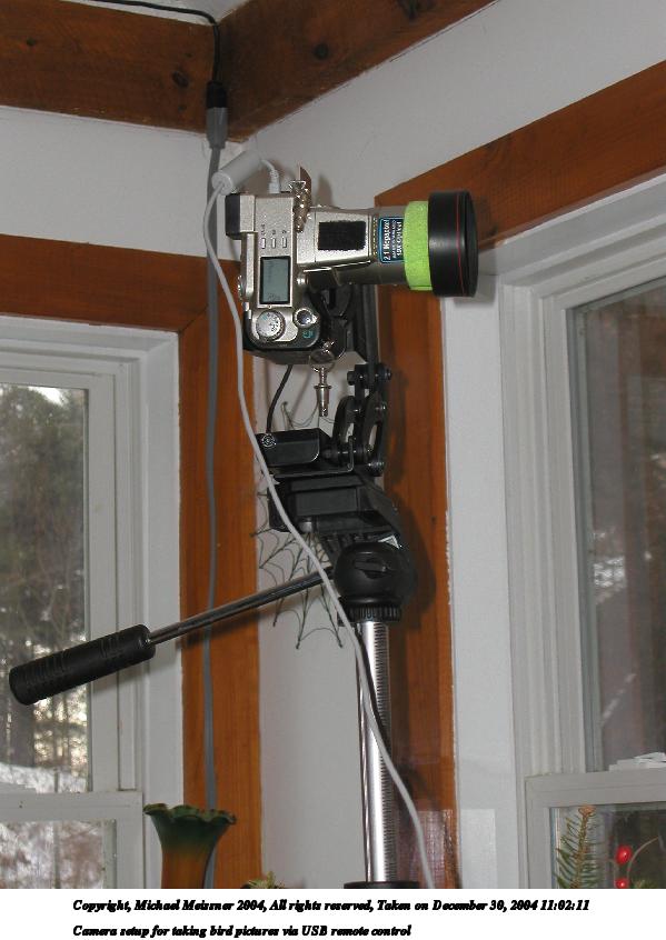 Camera setup for taking bird pictures via USB remote control