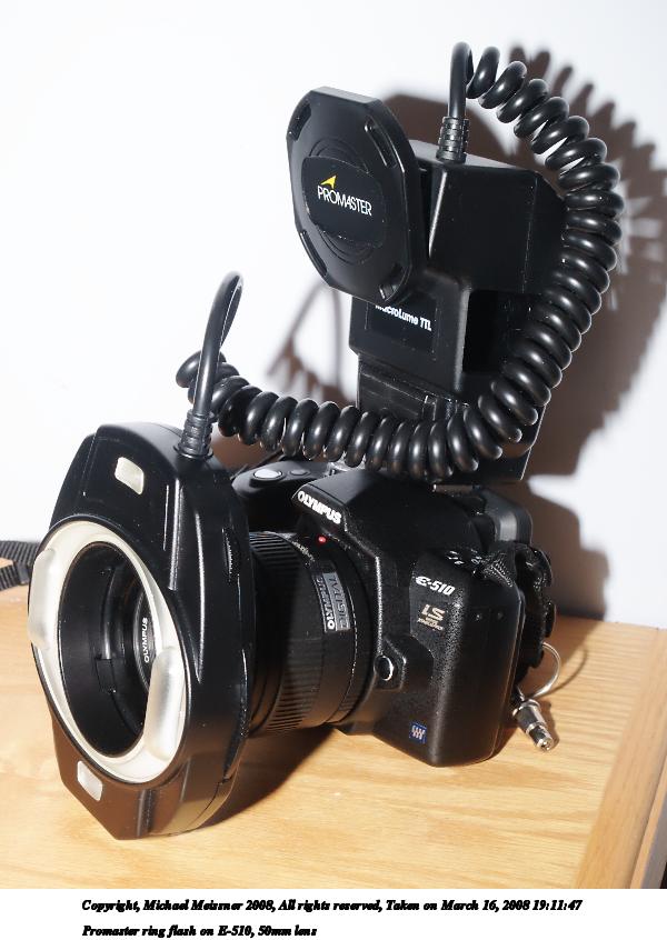 Promaster ring flash on E-510, 50mm lens