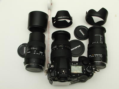 E1 camera with lenses.