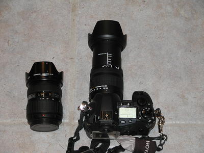 E-1 with 18-125mm lens mounted, 14-54mm next to it #2