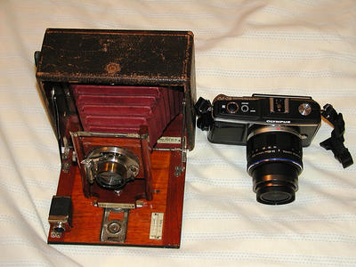 Chautauqua 4x5 camera and Olympus E-P2