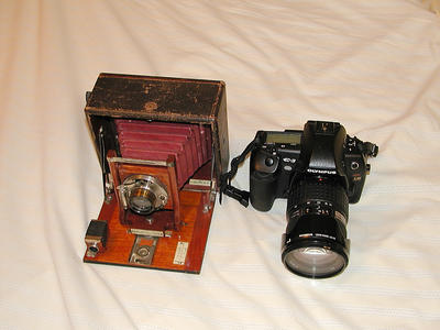 Chautauqua 4x5 camera and Olympus E-3