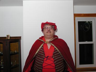 Mike with the new cloak Liz made for Father's Day