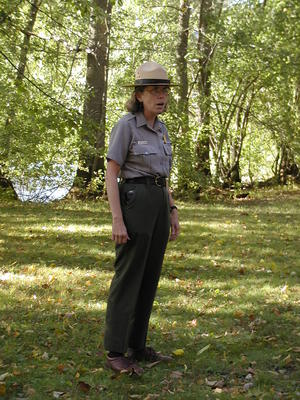 Guide at Concord's north bridge