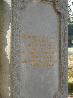 Inscription on the minuteman statue