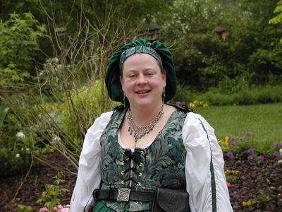 Liz in Renaissance Faire garb at Serenbe