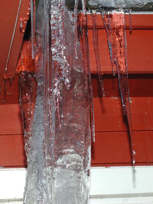 Closeup of large icicle