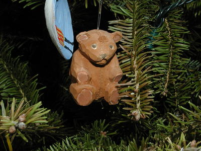 Wooden teddy bear ornament