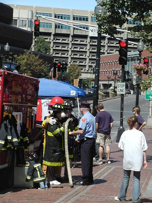 Photo op with the firemen and women