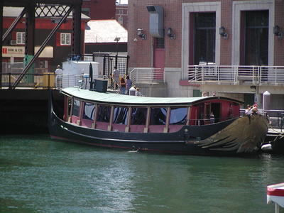 Ship with ornate hull