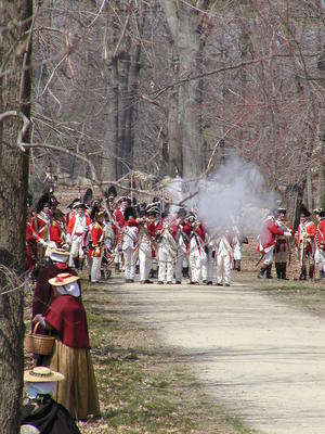 The British regulars fire