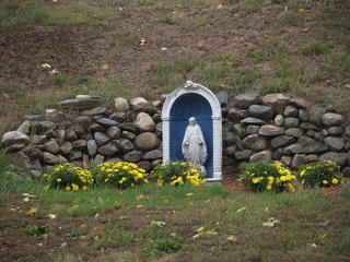 Mary statue in graveyard
