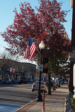 Flags for Veterns day in Ayer