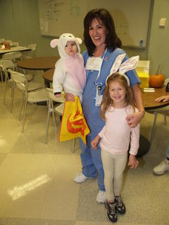 Bunny, nurse, and sheep