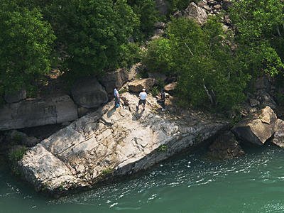 The fishing must be really good to hike down to the river