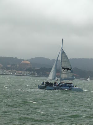 Sailboat in front of the Exploratorium