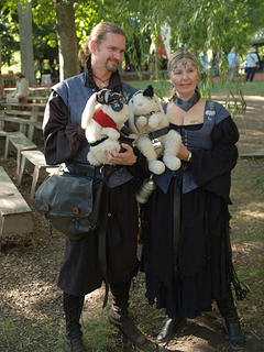 Patrons with bunnies