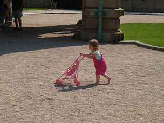 Pushing the stroller