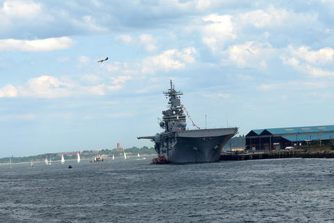 Plane and battleship