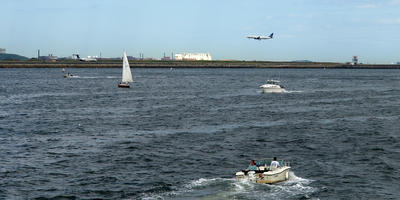 Plane landing at Logan airport