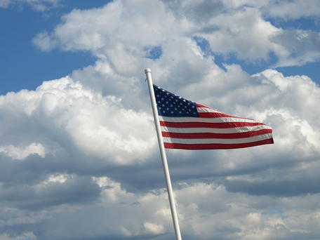 Flag and clouds