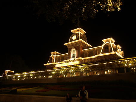 Train station at night