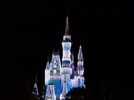 Cinderella's castle at night