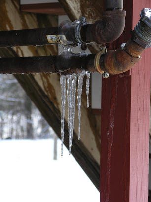 Ice on the pipe