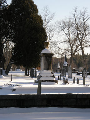 Harvard graveyard in winter