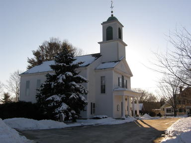 Harvard UCC church in winter